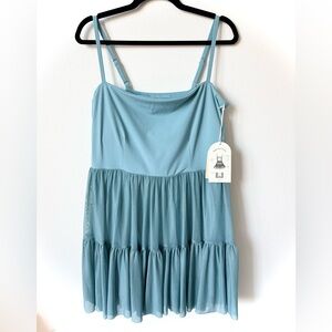 NWT Blogilates Ballerina Dress Tiered Aqua Light Blue in Size 1x